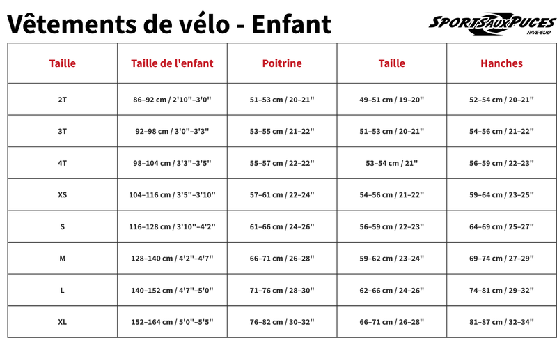 Guide des tailles