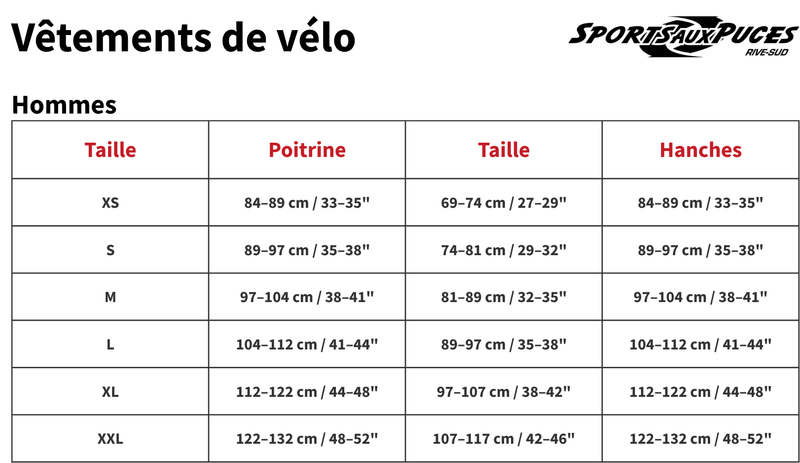 Guide des tailles